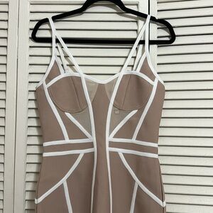 Dress tan and white